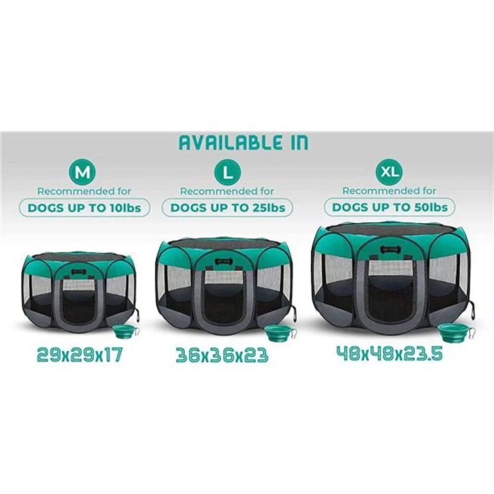 Portable Foldable Pet Playpen + Free Carrying Case + Free Travel Bowl